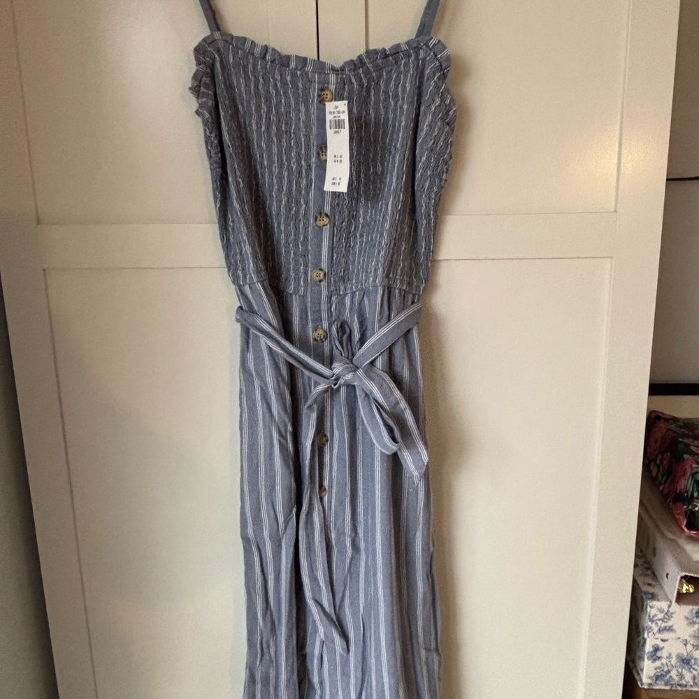 ABERCROMBIE Striped Blue Button-Down Dress